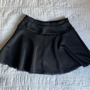 black lace trim mini skirt